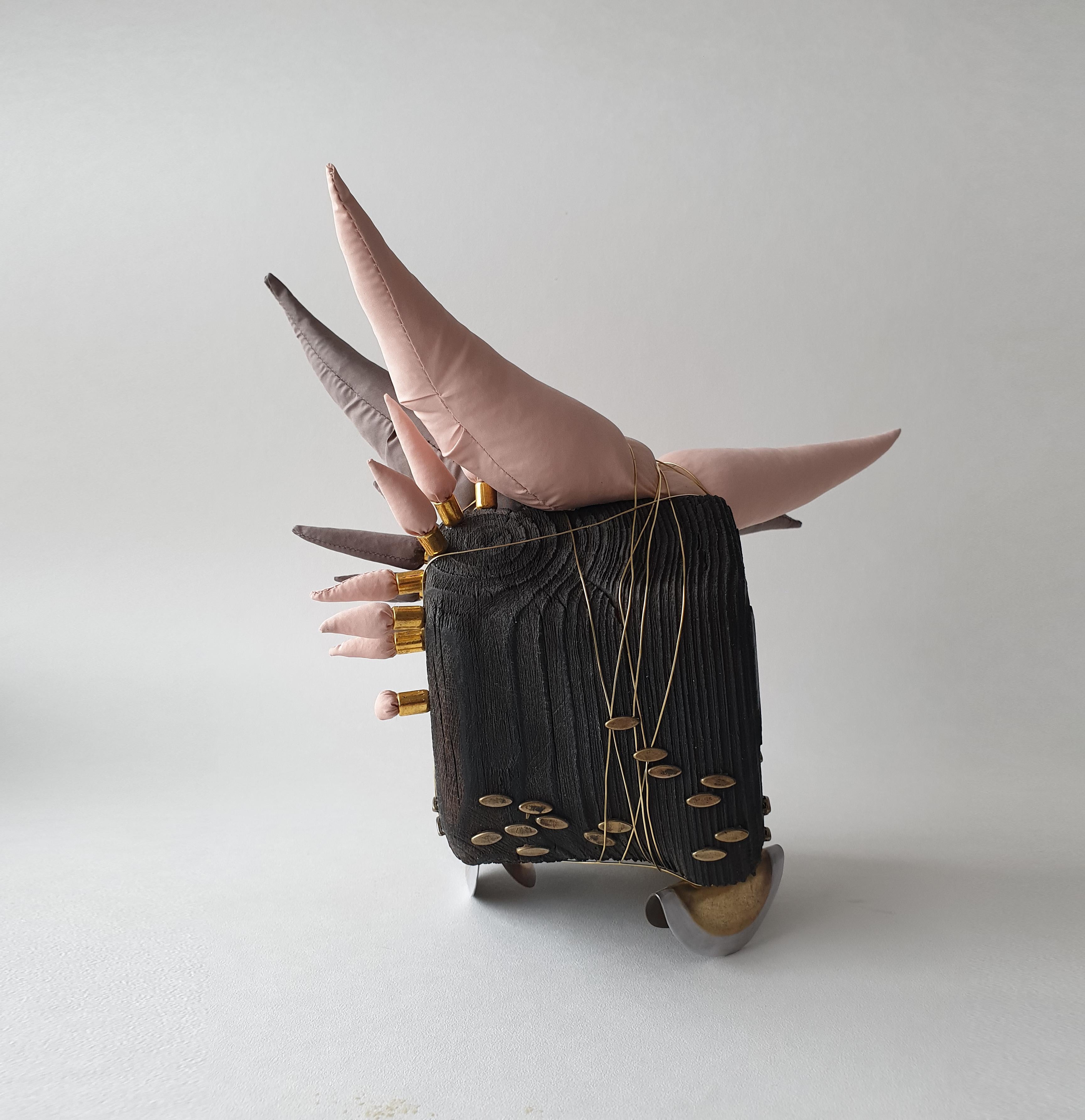 Pink bull. (Alien series). - Brown Abstract Sculpture by Olga Radionova