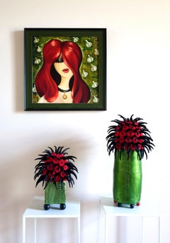 "Smile" Sculpture., Abstract sculpture one-of-a-akind, Textile and Porcelain