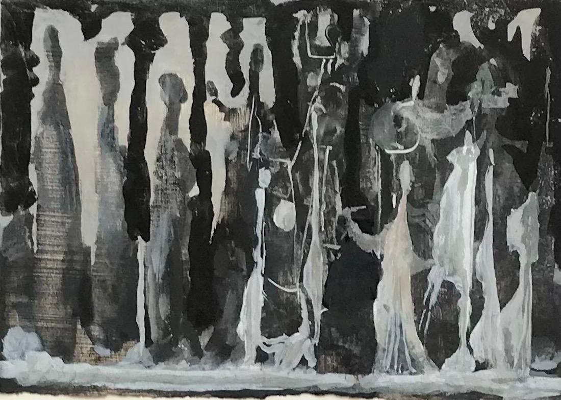 L'artiste au travail d'Oga Reiwald - Gouache sur papier 18x26 cm