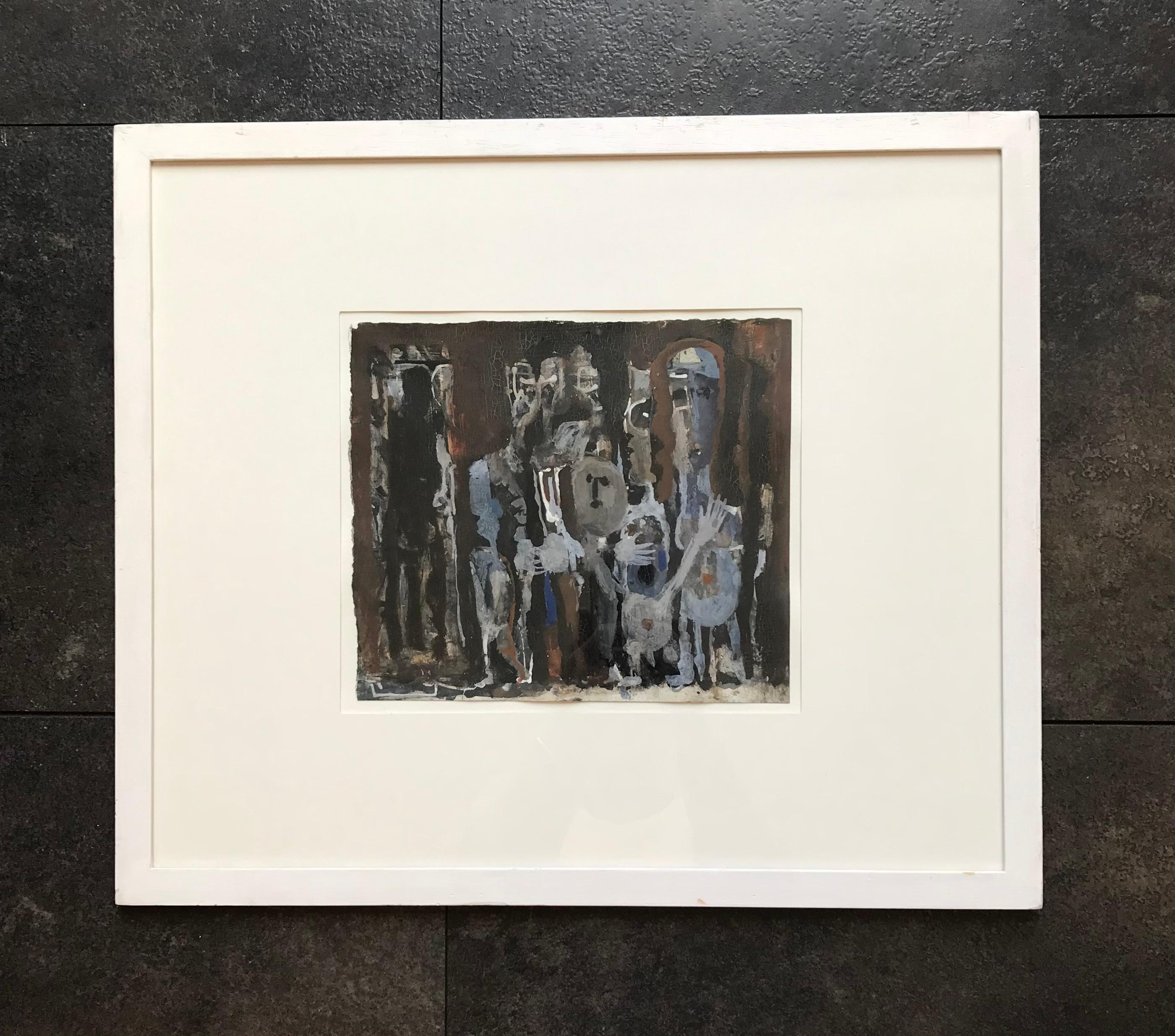 Gouache-Zeiger von Olga Reiwald - Gouache auf Papier 21x24 cm – Painting von Olga REIWALD