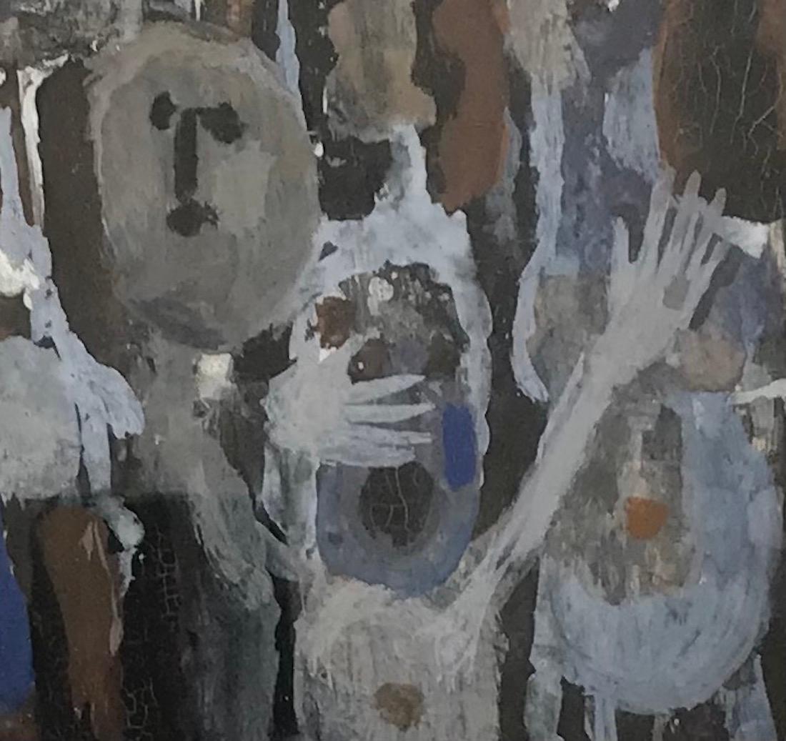 Gouache-Zeiger von Olga Reiwald - Gouache auf Papier 21x24 cm (Schwarz), Abstract Painting, von Olga REIWALD