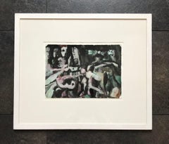 Aquarelle vert et rose d'O Olga Reiwald