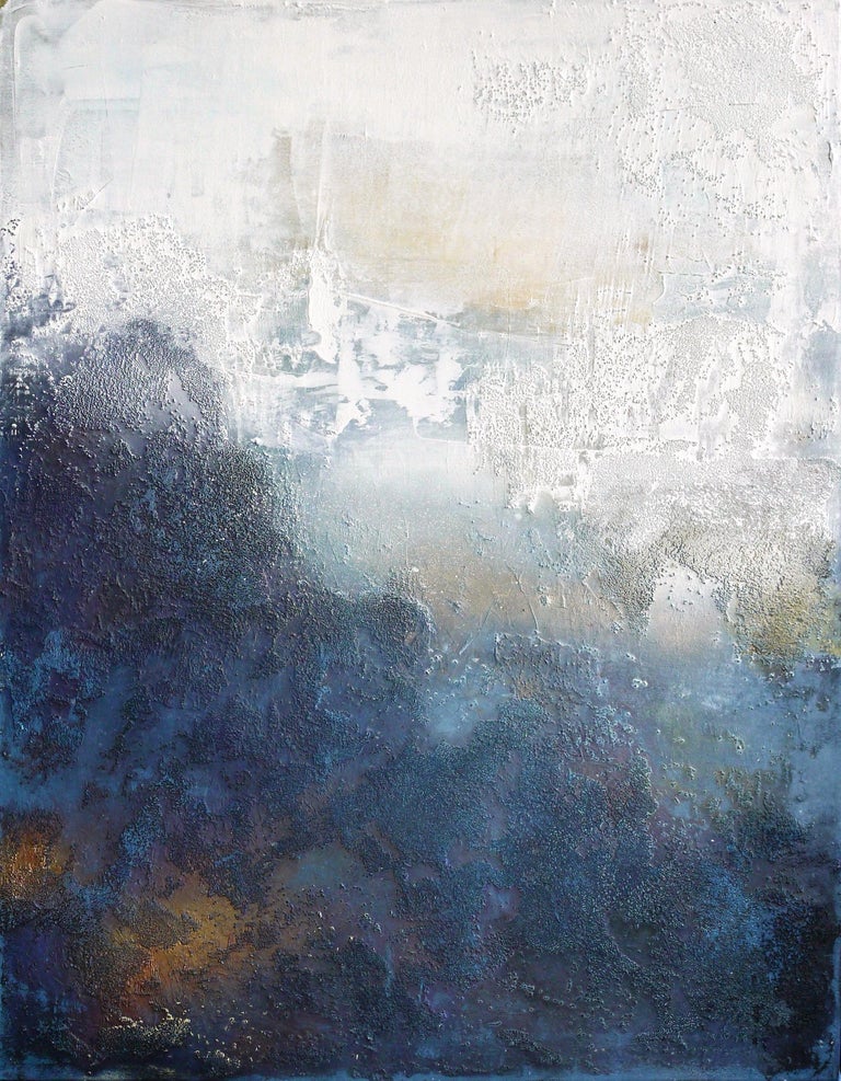 Blue Fog, Abstract Original Art Painting For Sale 6