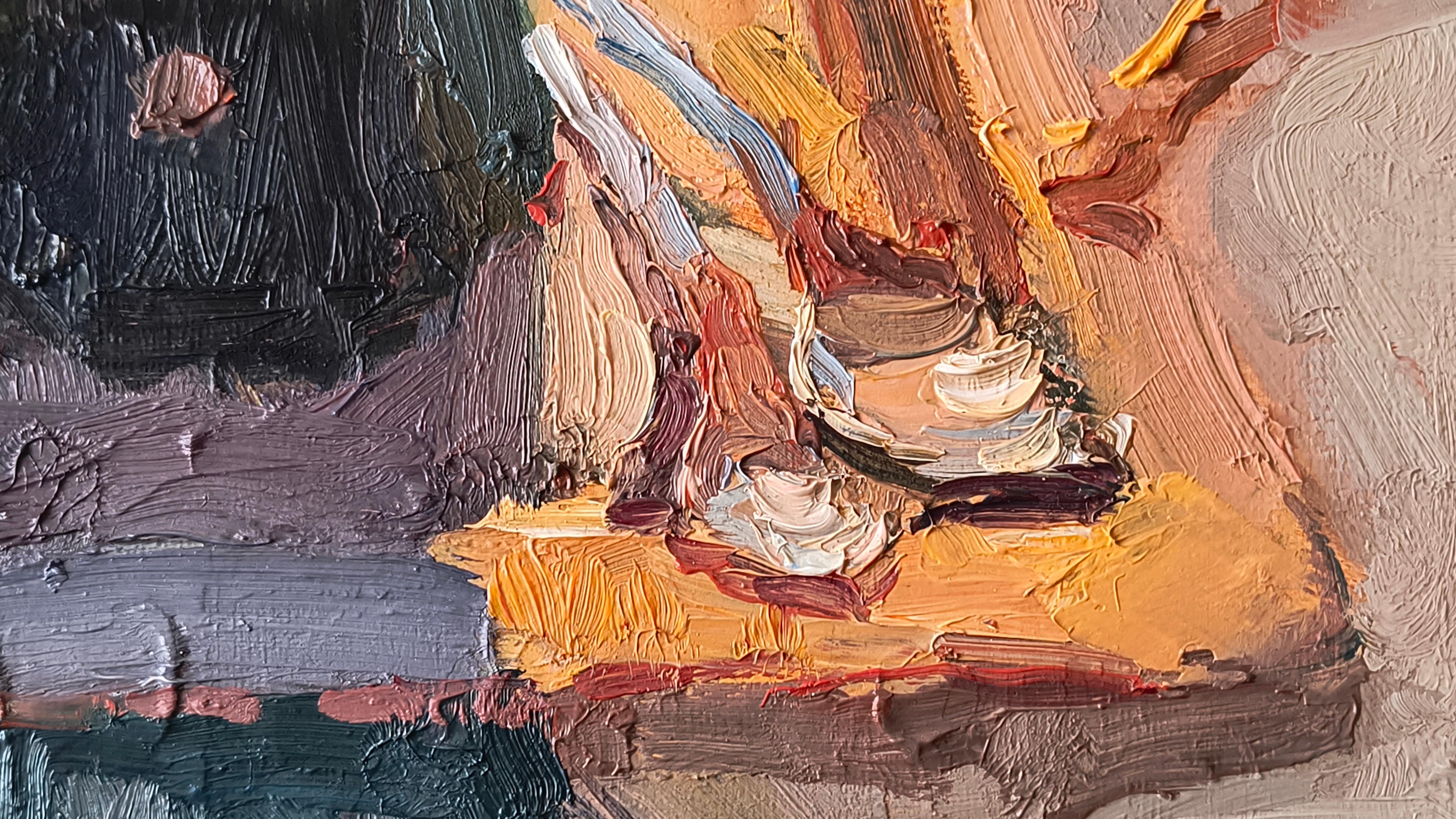 Buongiorno. Nature morte, impressionnisme, horizontale, café en vente 3