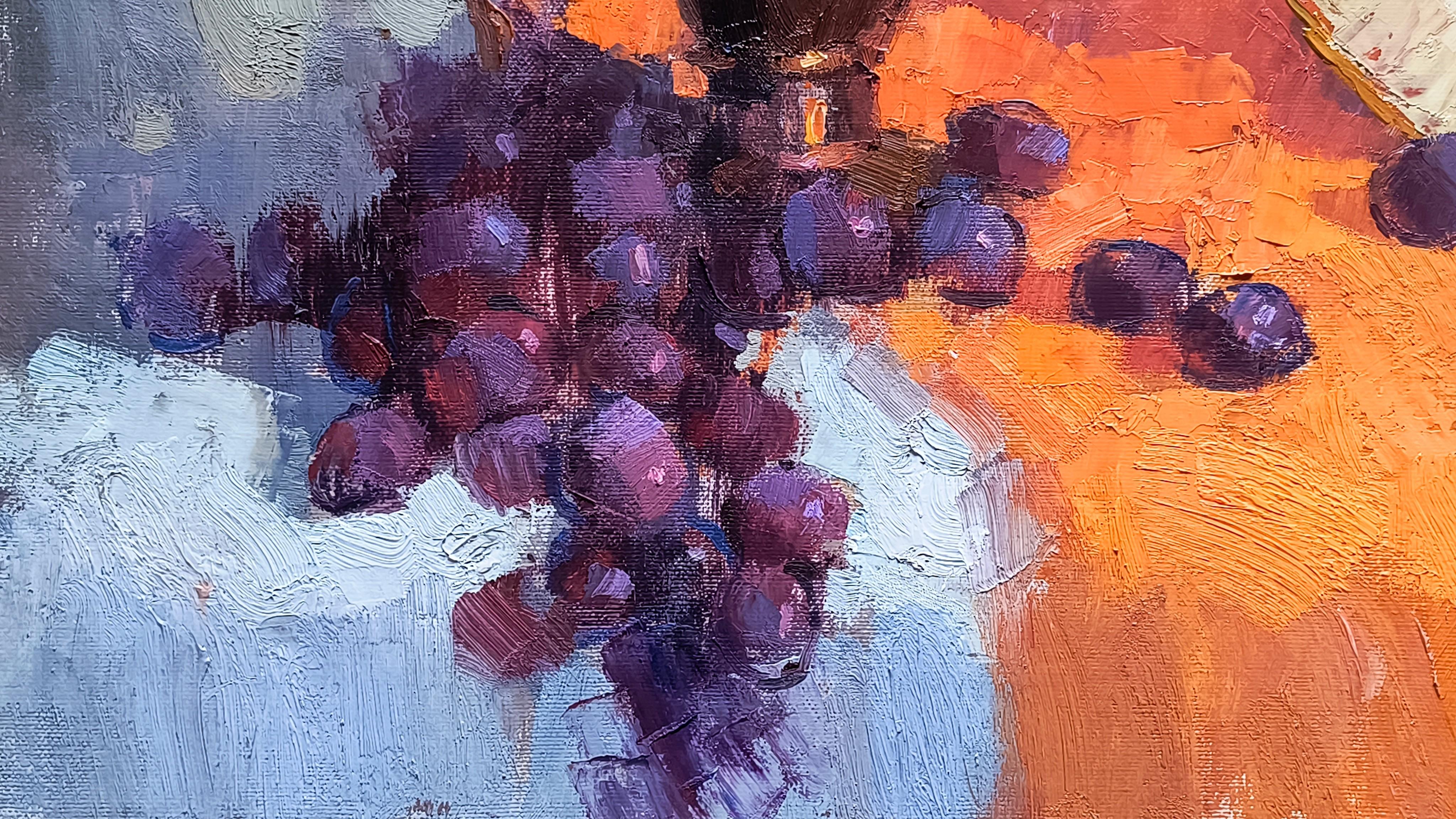 Fetta di melone. still life, oil painting, impressionism, fruits, southern art. - Painting by Olga Silivanchyk
