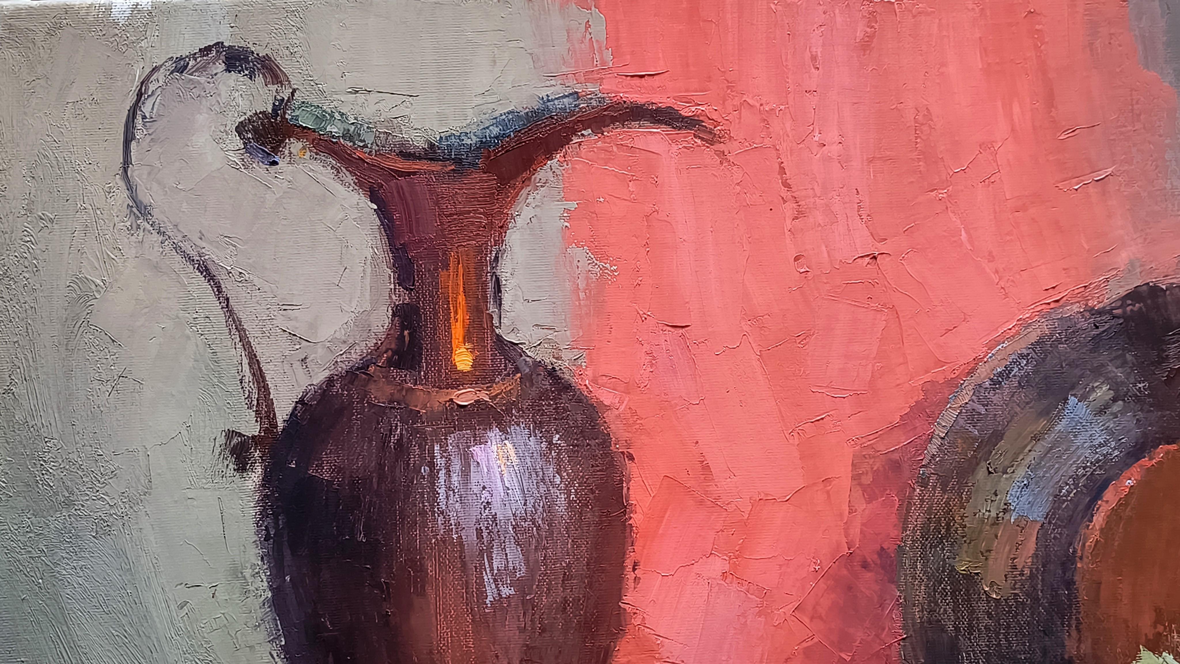Fetta di melone. still life, oil painting, impressionism, fruits, southern art. For Sale 1