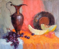 Fetta di melone. still life, oil painting, impressionism, fruits, southern art.