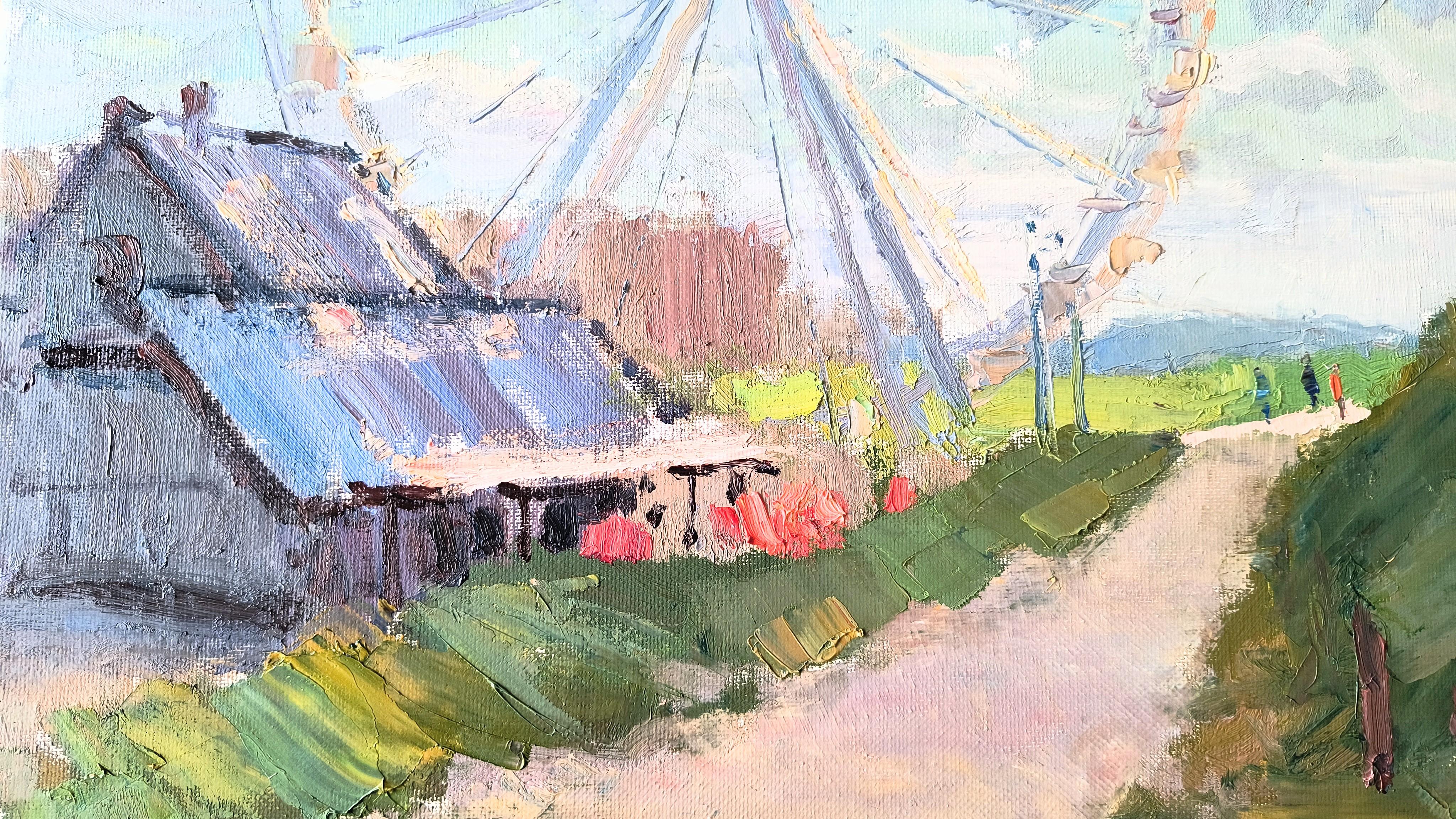 Holiday in Katwijk. Landscape, Impressionism, Canvas, Oil painting, Nature. - Painting by Olga Silivanchyk