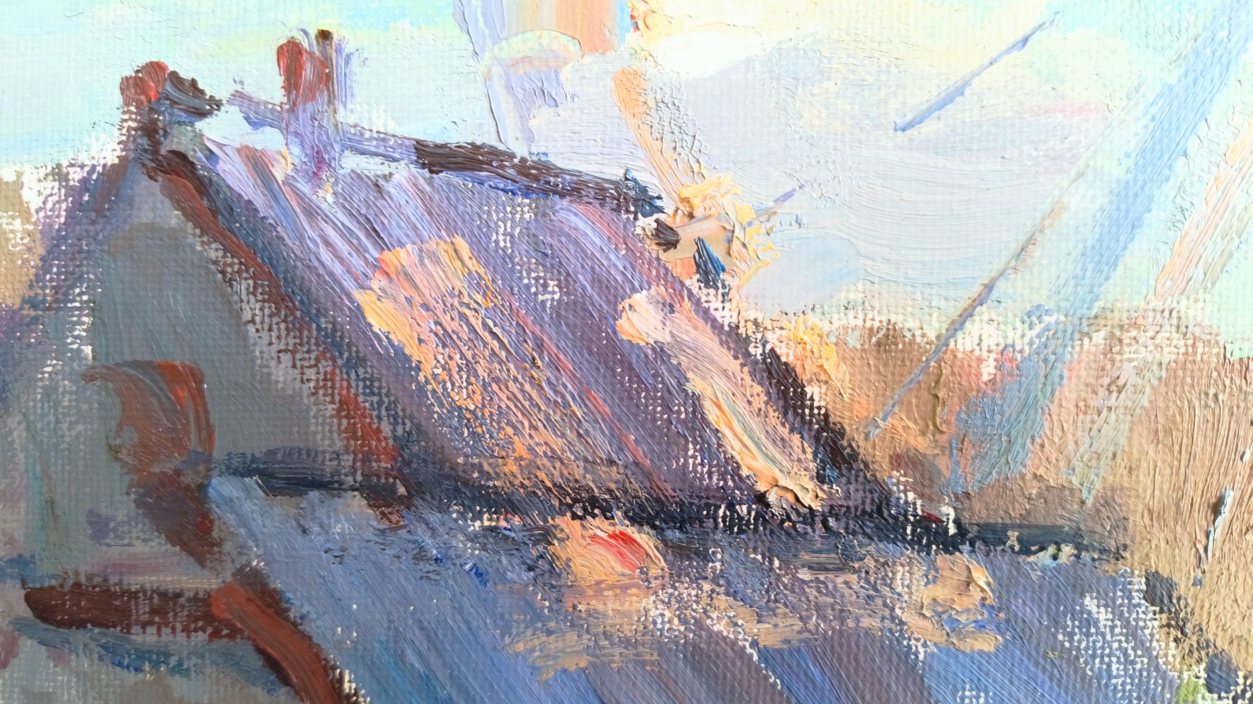 Holiday in Katwijk. Landscape, Impressionism, Canvas, Oil painting, Nature. For Sale 1