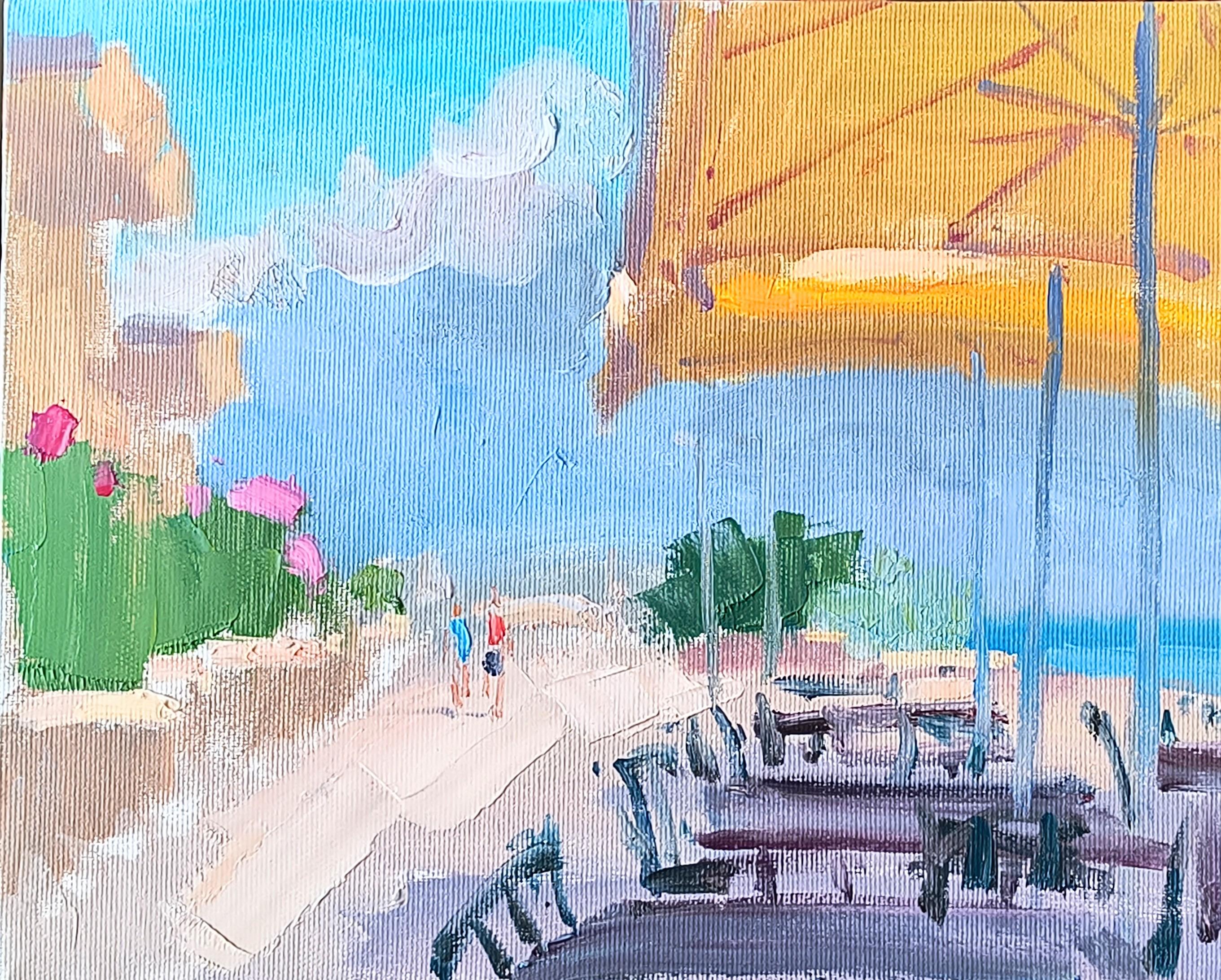 Olga Silivanchyk Landscape Painting - Hot afternoon. Landscape, Impressionism, Canvas, Oil painting, Nature, Sea.