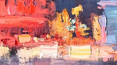 Luce serale. Landscape painting, impressionism, horizontal, evening. sunsets