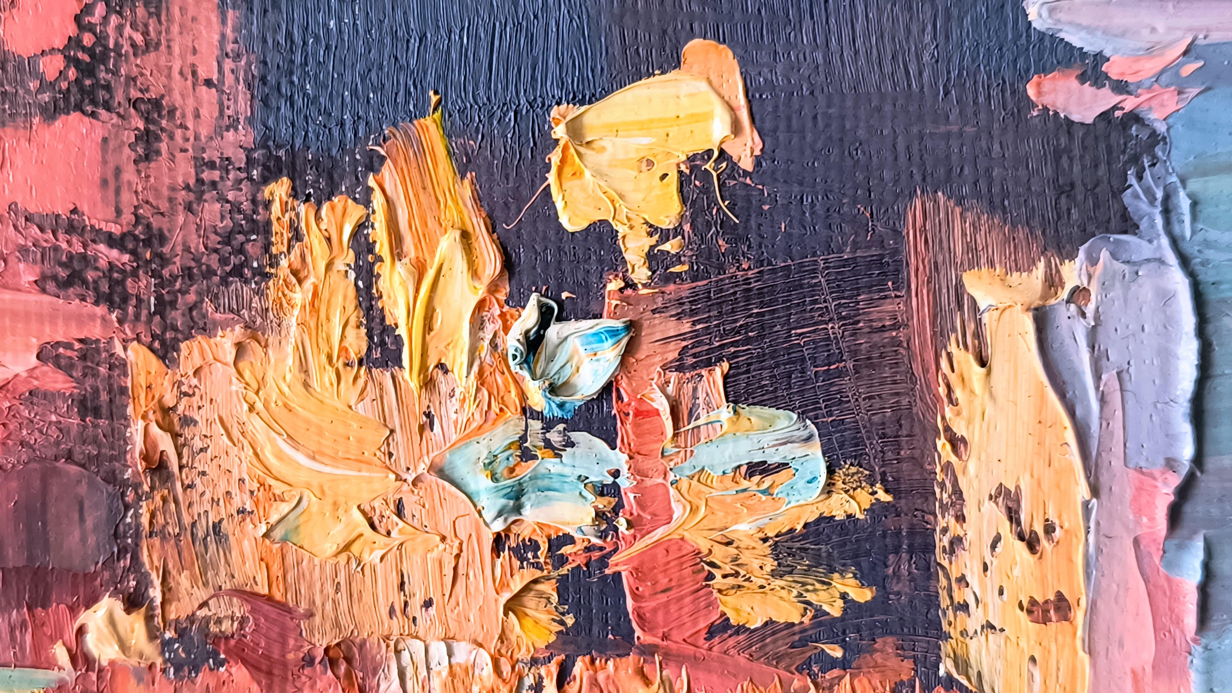 Luce serale. Landschaftsmalerei, Impressionismus, horizontal, Abend, Stadt im Angebot 3