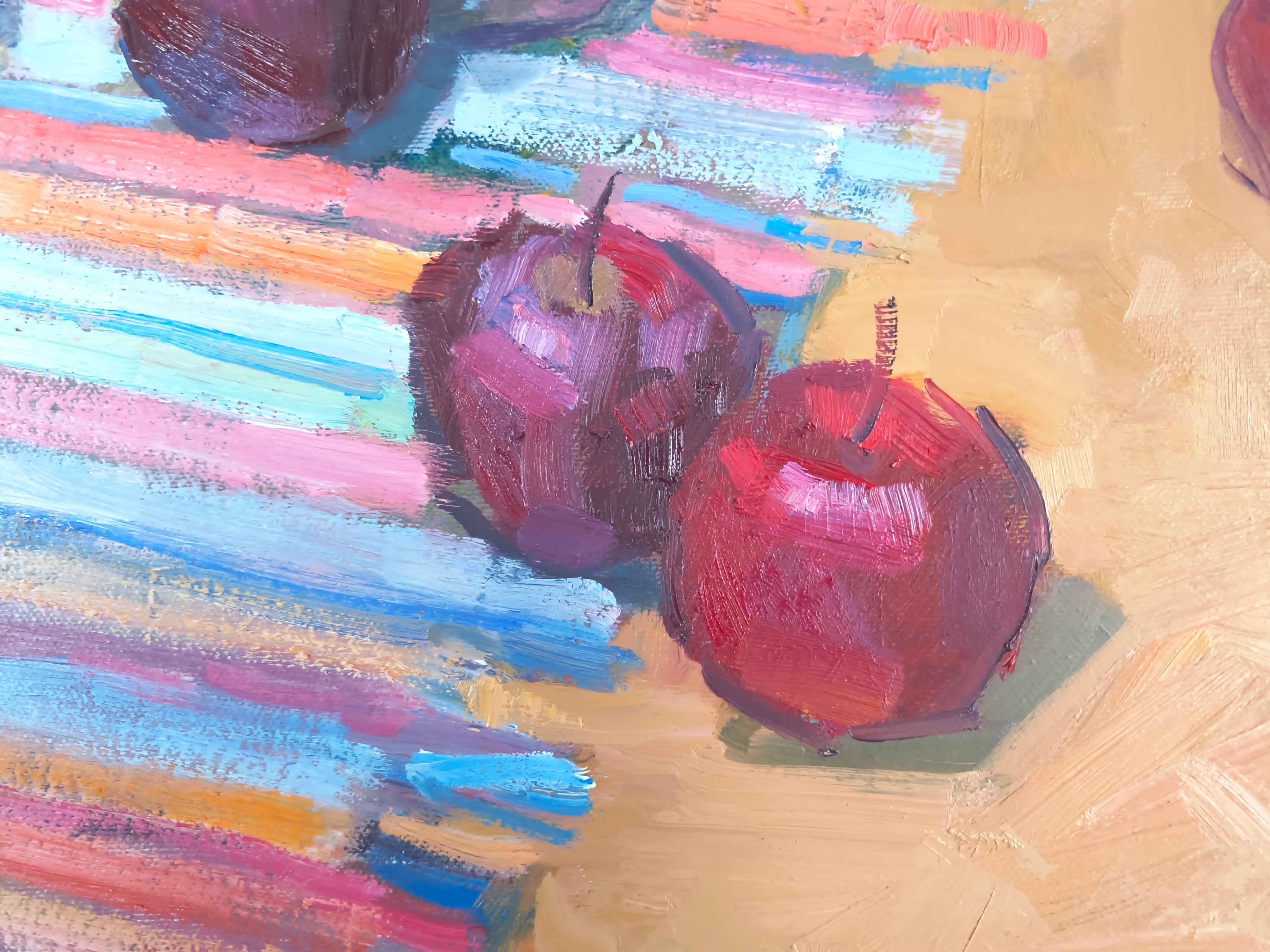 Natura morta Orientale. Naturaleza muerta, frutas, pintura al óleo, impresionismo - Painting de Olga Silivanchyk