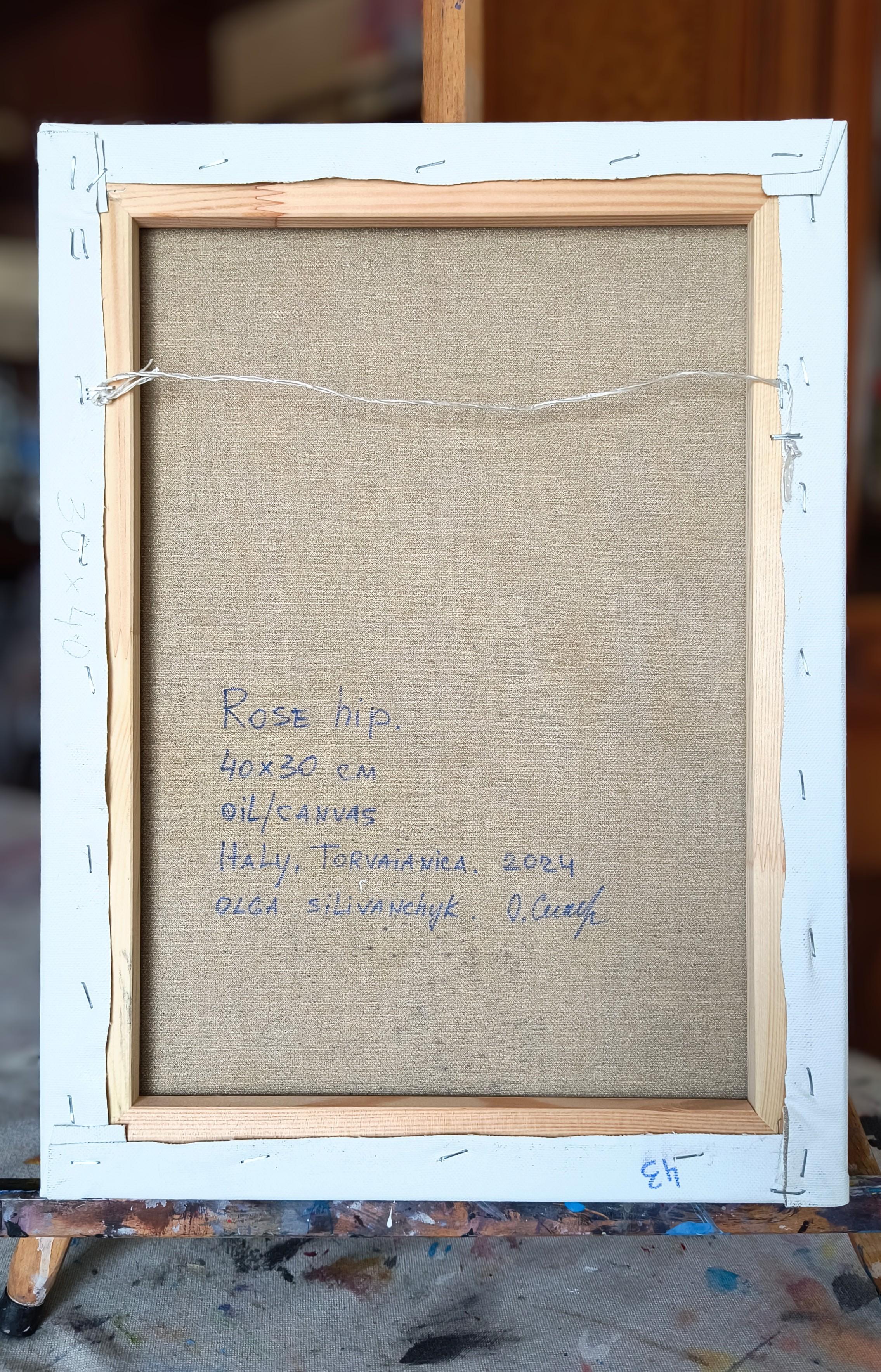 Hagebutte. Stillleben, Impressionismus, Leinwand, Ölmalerei, bildende Kunst. im Angebot 4