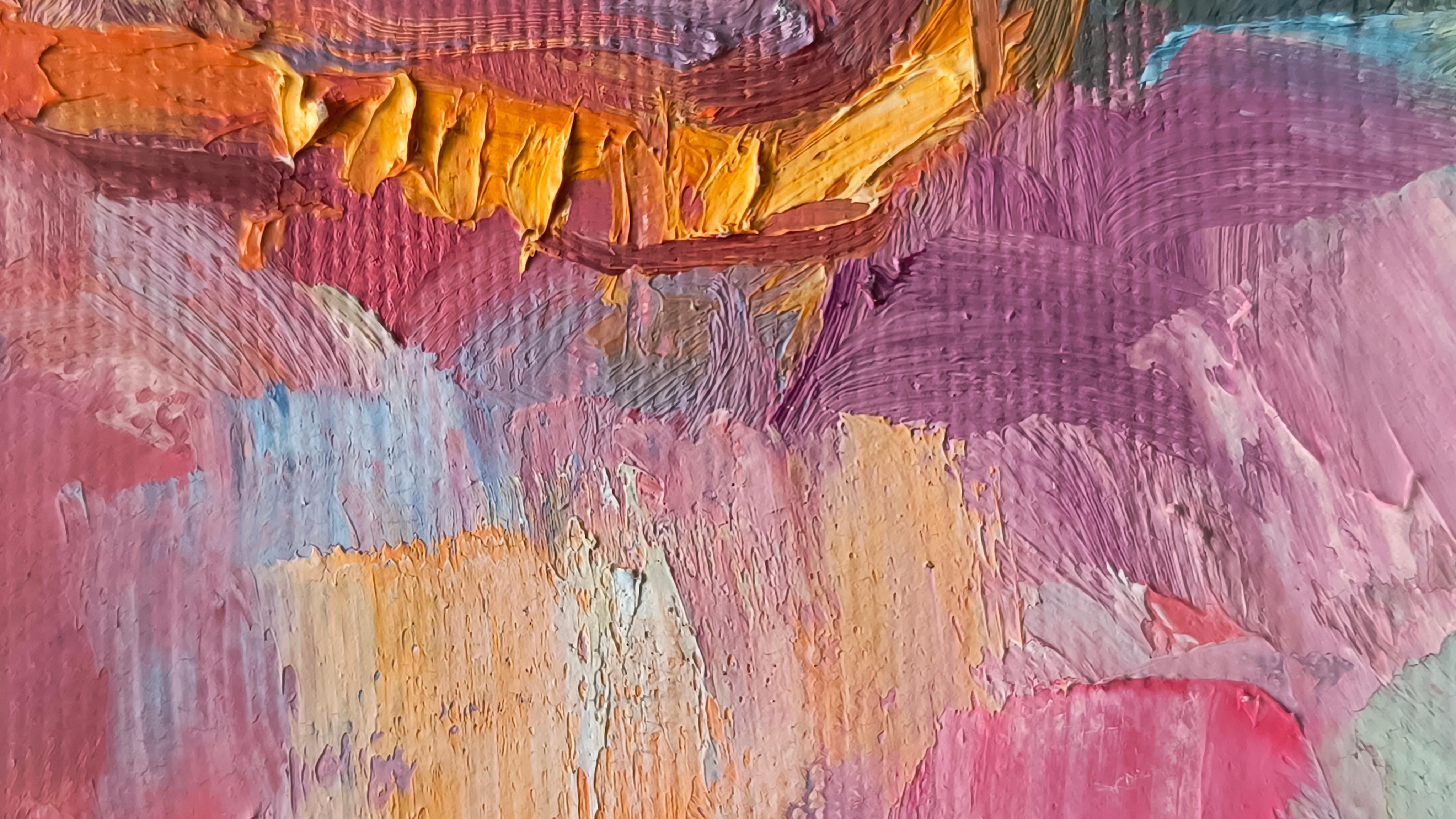 Rosso d'estate, vertical, painting, impressionism, fruits, still life - Brown Still-Life Painting by Olga Silivanchyk