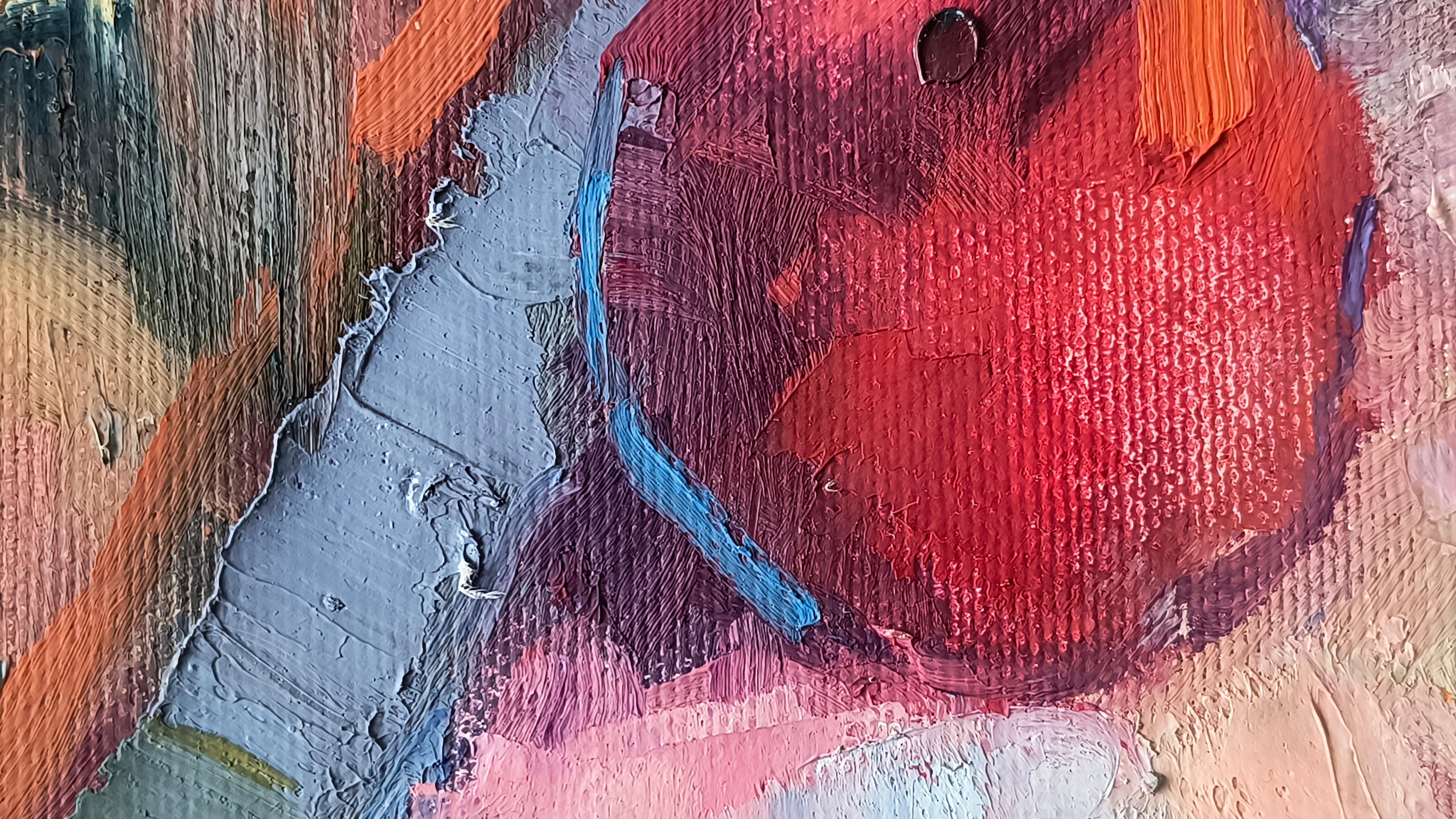 Rosso d'estate, vertical, painting, impressionism, fruits, still life For Sale 1