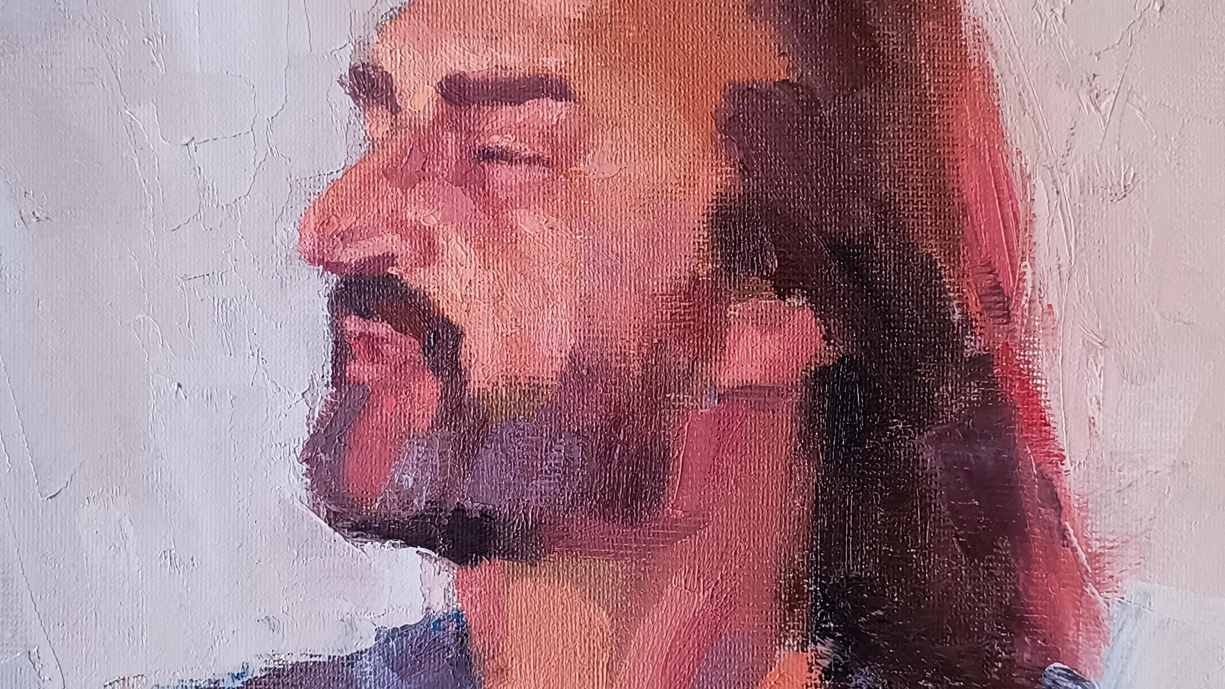 La musica del ritratto. Musica, ritratto, musicista, chitarra, pittura a olio. in vendita 5