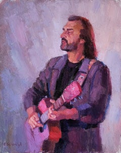 La musica del ritratto. Musica, ritratto, musicista, chitarra, pittura a olio.