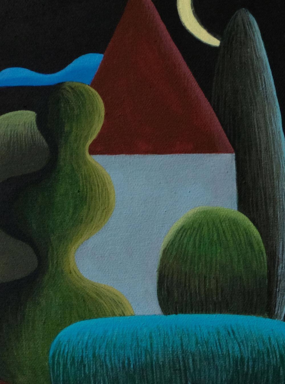 House 1 - landscape painting, minimalist painting - Painting by Olga Szczechowska