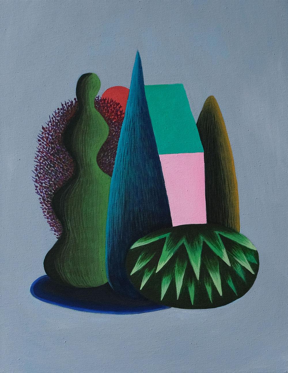 Olga Szczechowska Landscape Painting - House 2 - landscape painting, minimalist painting