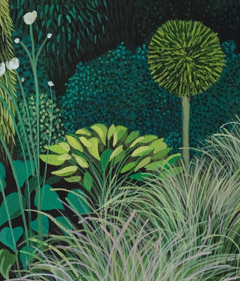 Pandemia 53  (serie estacional) - pintura de paisaje, pintura minimalista - Landscape Painting Negro de Olga Szczechowska