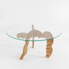 Olga Table in Oak Solid Wood and Glass Top By Matteo Cibic Made in Italy
