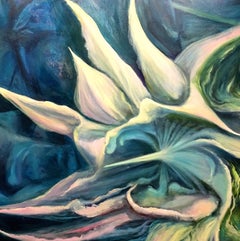 "Green Flowers (part 2 of 2), " Oil on Canvas, Geometric Abstraction, Russian Art