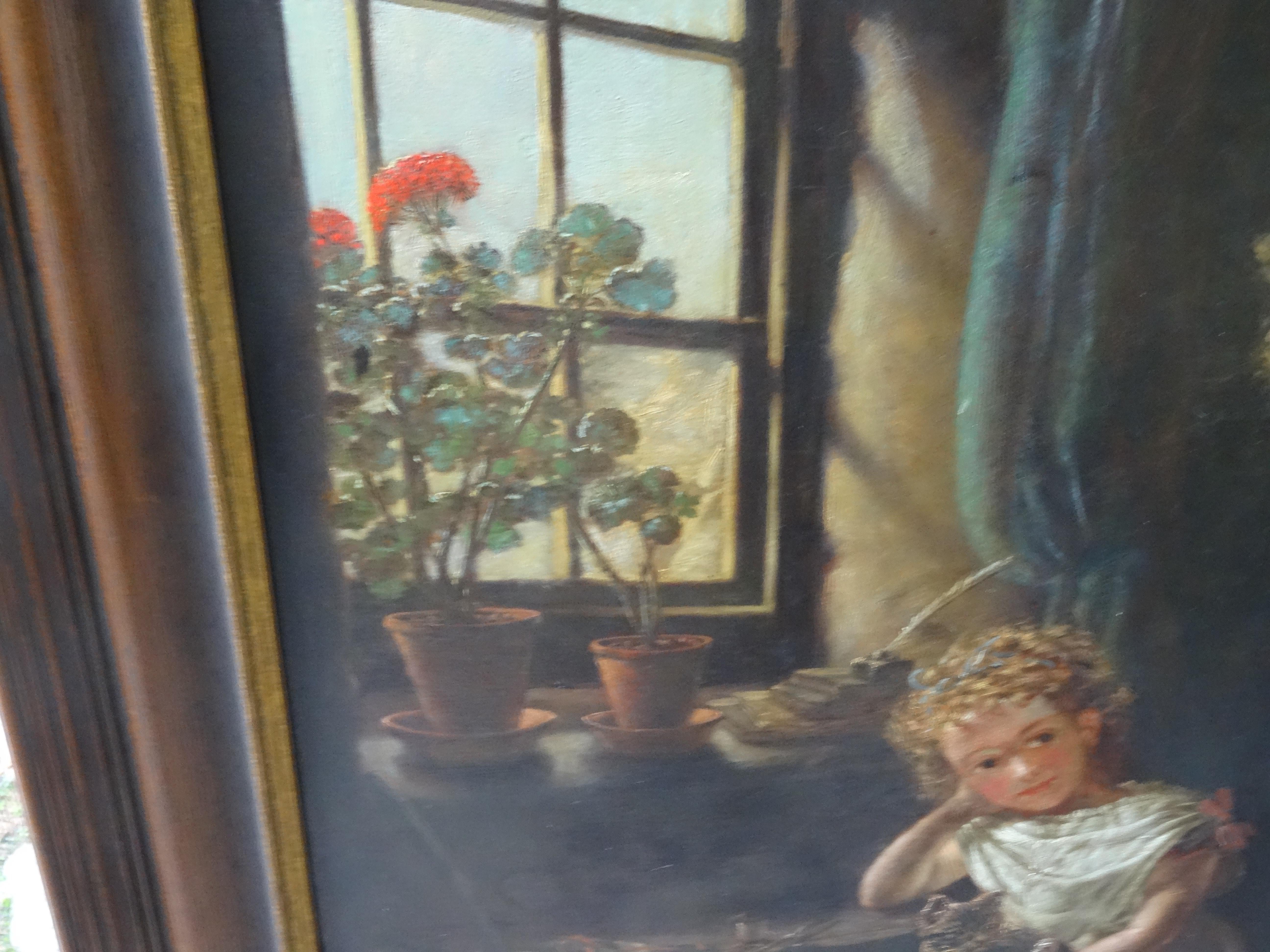 Canvas Ölgemälde FAMILIE IN DER STUBE  1875 For Sale