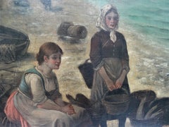 Ölgemälde LOUIS GARTNER "Frauen am Strand" um 1880