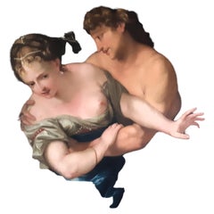 Erotisches Ölgemälde , 18. Jahrhundert "Amymon und Satyr"
