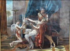 Ölgemälde Neoklassizistische mythologische Szene "Sappho, Phaon und Amor"