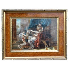 Ölgemälde Neoklassizistische mythologische Szene "Sappho, Phaon und Amor" 