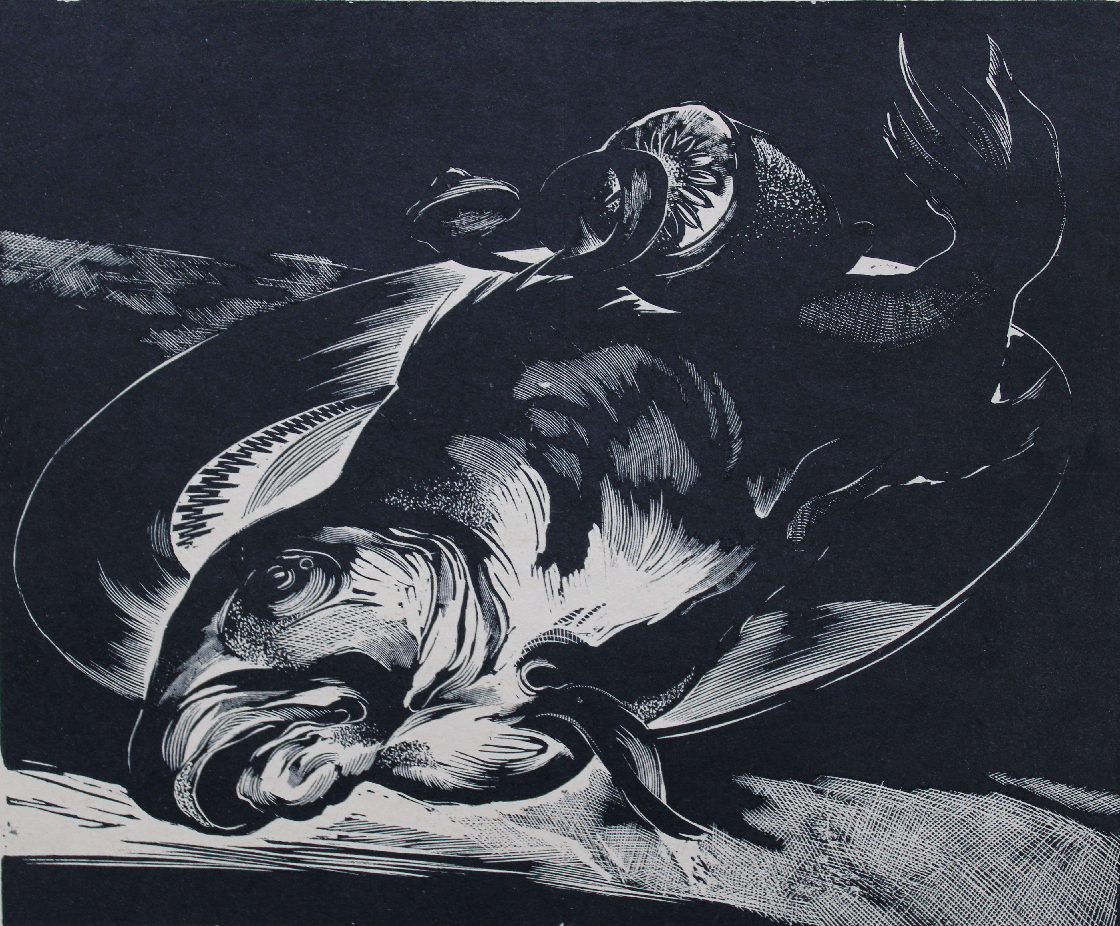 Olgerts Abelite Still-Life Print – Stillleben 13/100. Papier, Linolschnitt, 5/100, 22x25 cm, 1967