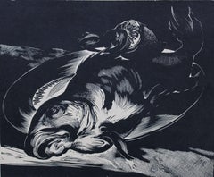 Still life 13/100. Paper, linocut, 5/100, 22x25 cm, 1967