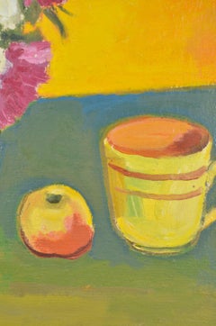 Naturaleza muerta con manzanas. 1989. Óleo sobre lienzo, 60x73 cm