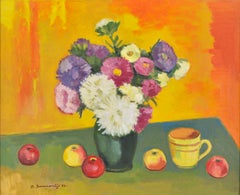 Naturaleza muerta con manzanas. 1989. Óleo sobre lienzo, 60x73 cm