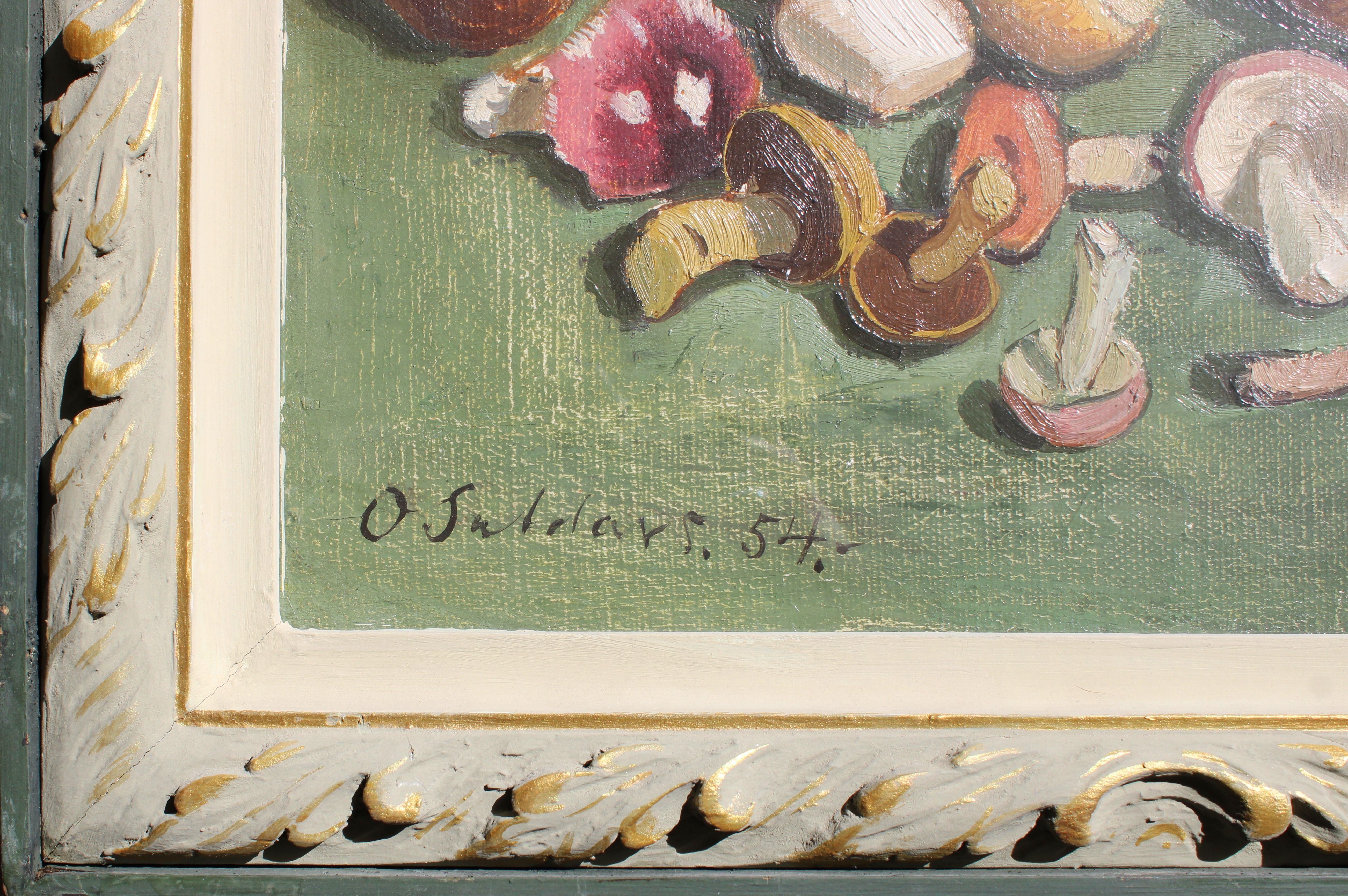 Setas. 1954, óleo sobre lienzo y cartón, 31x40,5 cm - Still-Life Painting Gris de Olgerts Saldavs 