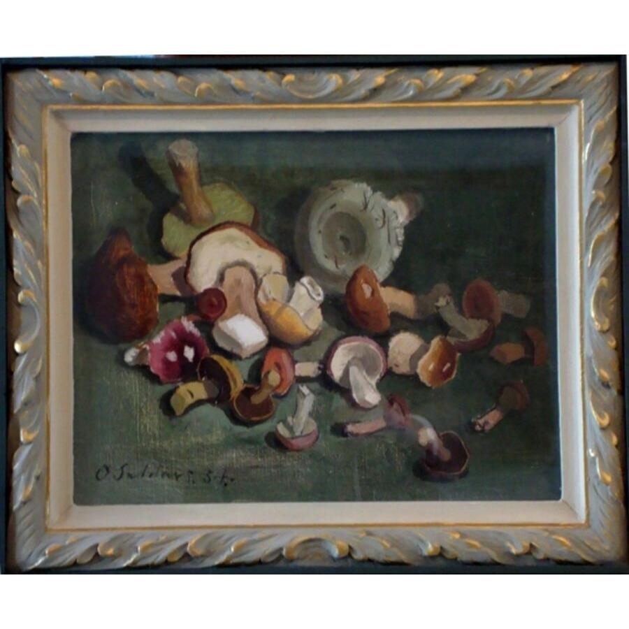 Setas. 1954, óleo sobre lienzo y cartón, 31x40,5 cm - Painting Impresionista de Olgerts Saldavs 