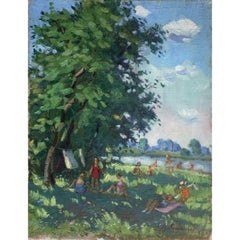 Swimming place by the river. 1956, oil on canvas, 40.3х31 сm