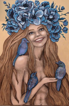 Pájaros azules de la buena suerte
