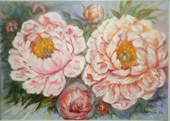 Peonies, Still Life Painting, Acrylic and Pastel on Hardboard, 2026