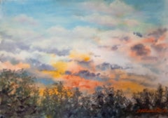Sunset, Still Life Painting, Watercolor and Pastel on Paper, 2026