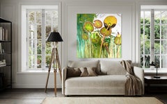 Emerald reflection. Abstract large painting