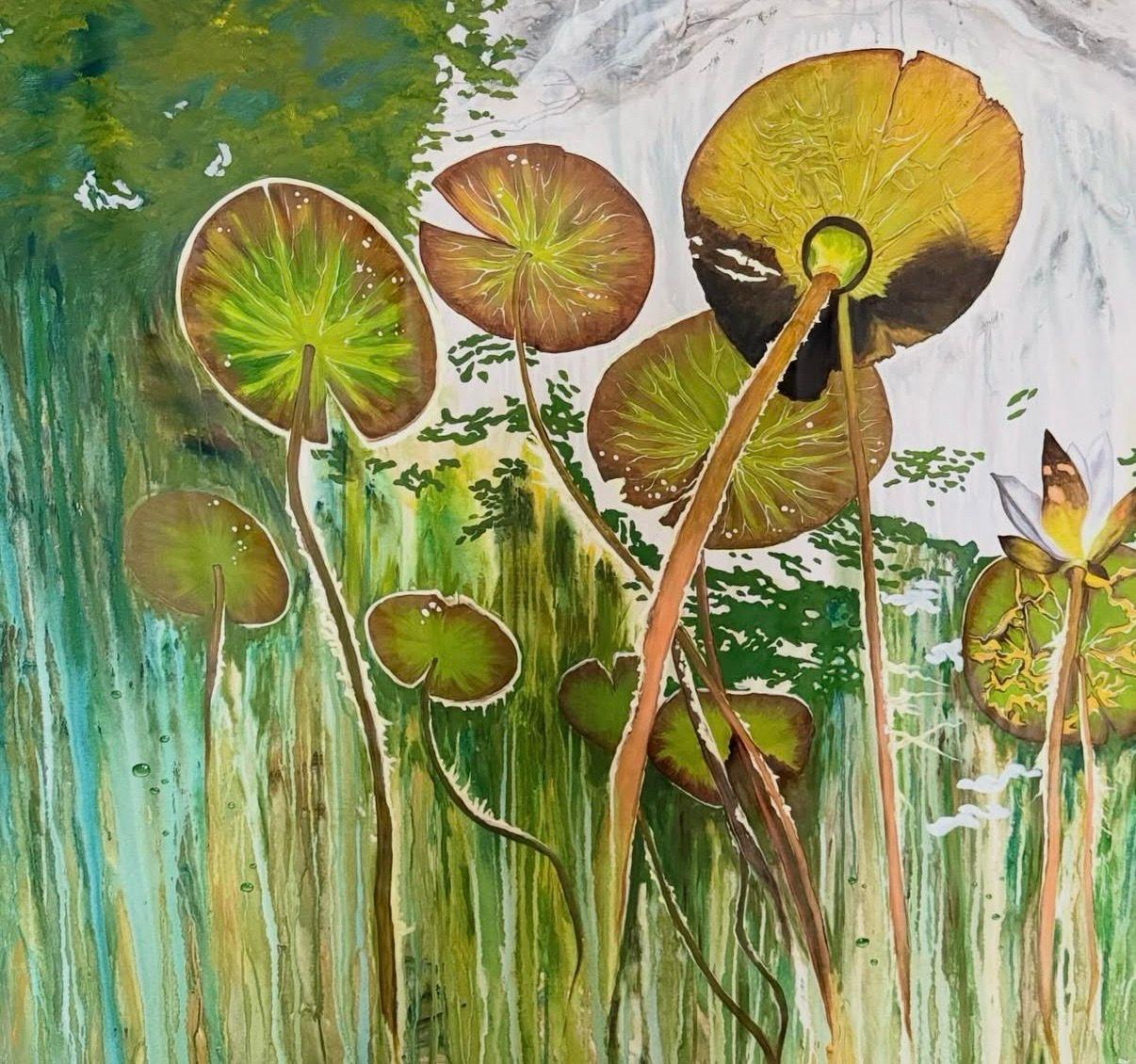 Olha Symonenko Abstract Painting - Emerald reflection. Abstract large painting