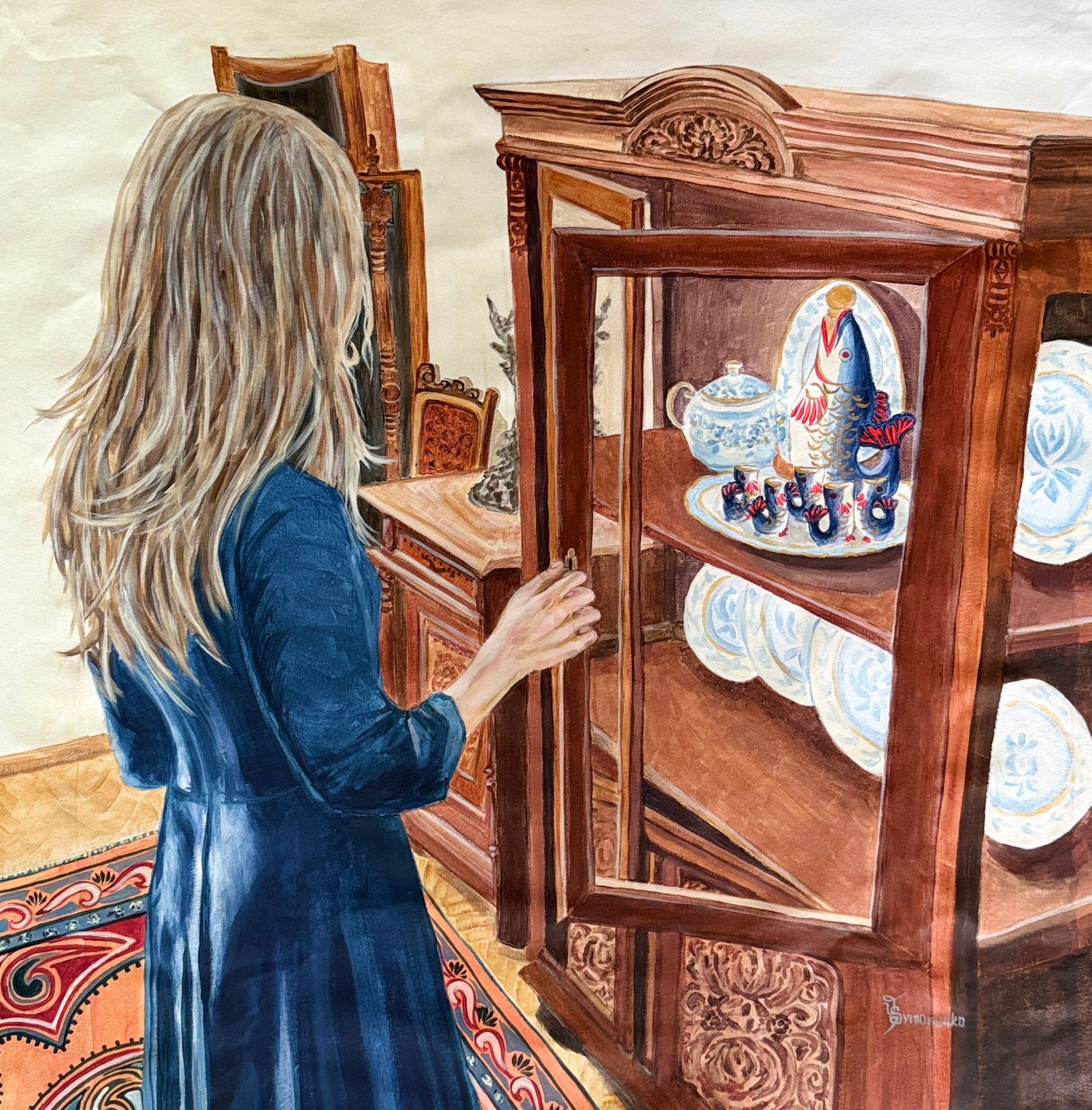 Olha Symonenko Figurative Painting - Expecting guests