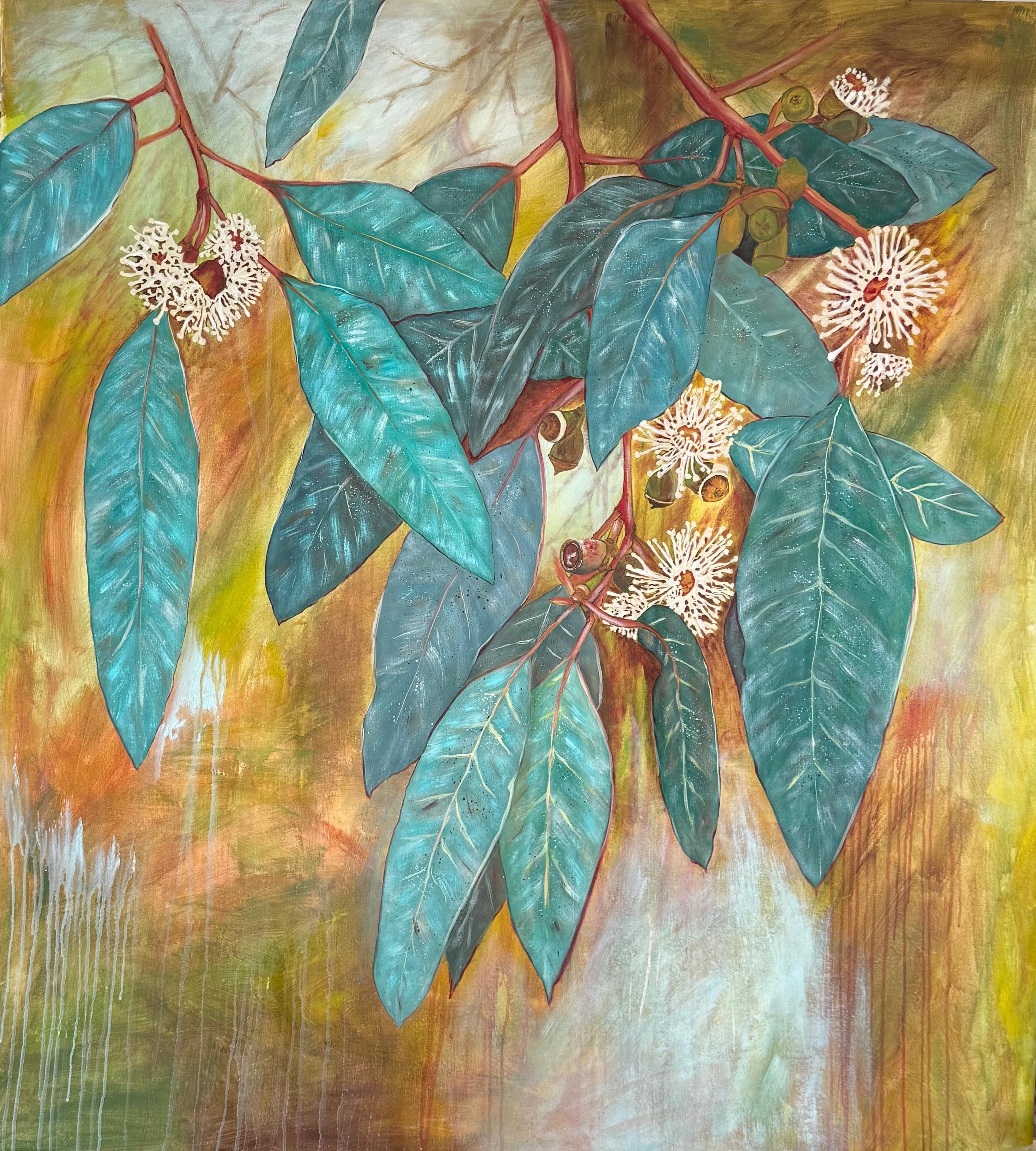 Olha Symonenko Abstract Painting - Lullaby of Silver Branches