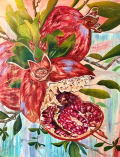 The pomegranate of Persephone. Abstract large painting