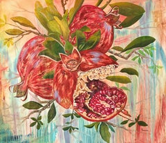 The pomegranate of Persephone. Abstract large painting