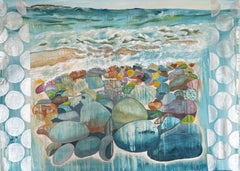 The shore of silent steps. Abstract Original Painting