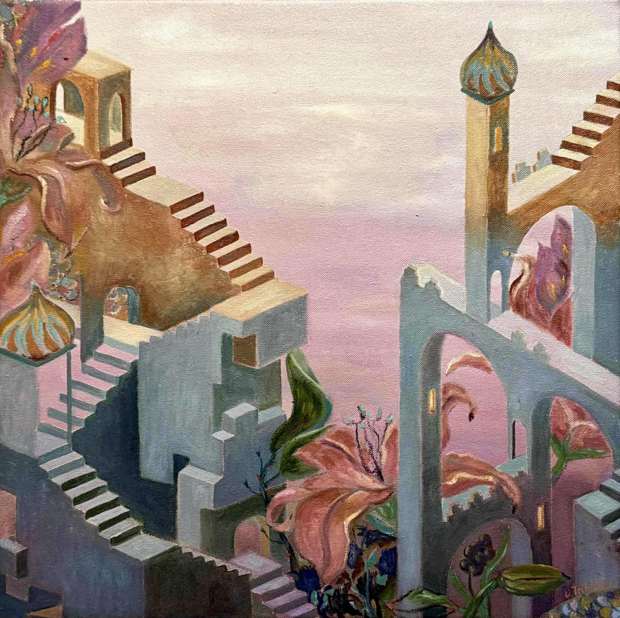 Eden (Braun), Landscape Painting, von Olha Trikolich 